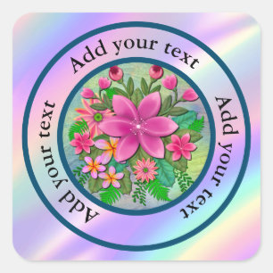 Adesivo Quadrado Elegante Buquê Botânico de Flores em Aquarela Prim