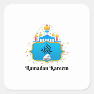 Adesivo Quadrado Elegante Caligrafia Árabe Desejos de Ramadan