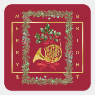 Adesivo Quadrado Elegante Chifre Francês Natal Marrom