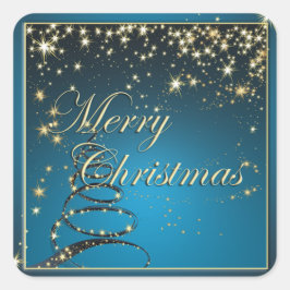 Adesivo Quadrado Elegante de Estrelas Magicas de Natal