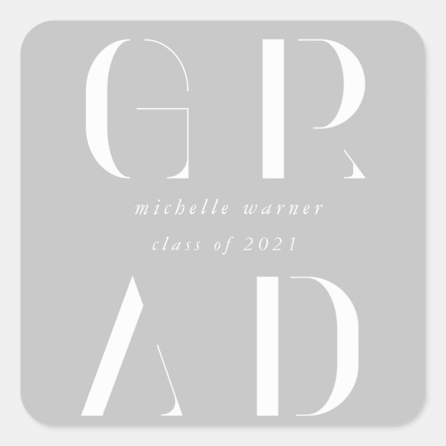 adesivo quadrado elegante de graduação de script m (Frente)