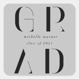 adesivo quadrado elegante de graduação de script m