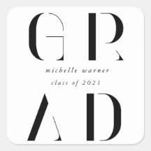 adesivo quadrado elegante de graduação de script m