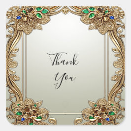 Adesivo Quadrado Elegante de Ornamentado Dourado