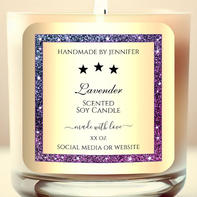 Adesivo Quadrado Elegante Dourado com Rótulos de Produto com Largur (Criador carregado)