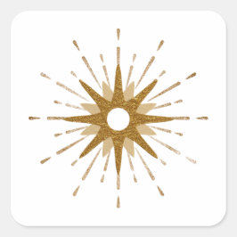 Adesivo Quadrado Elegante Dourado Starburst
