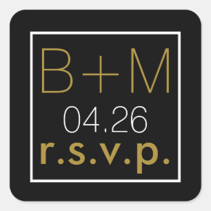 Adesivo Quadrado elegante e clássico casamento r.s.v.p.