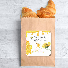 Adesivo Quadrado Elegante Ela Encontrou Seu Chuveiro de Noiva Abelh