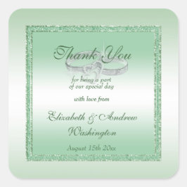 Adesivo Quadrado Elegante Emerald Glitter & Silver Casamentos