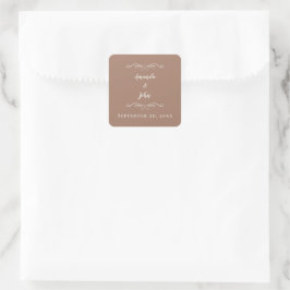 Adesivo Quadrado Elegante Envelope de Agradecimento de Casamento Mo