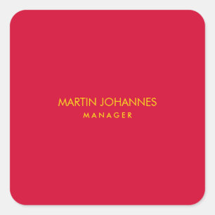 Adesivo Quadrado Elegante Estiloso Vermelho Cereja Cor Nome Persona