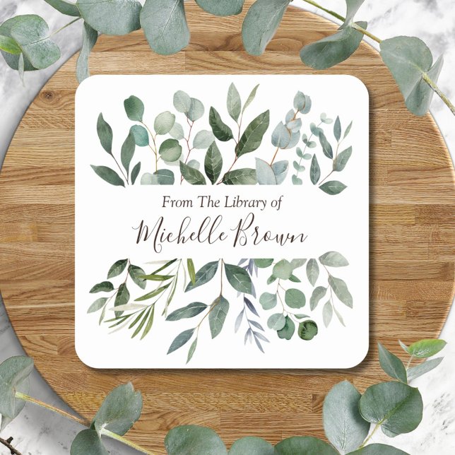 Adesivo Quadrado Elegante Eucalyptus da Biblioteca do Livreto (In situ)