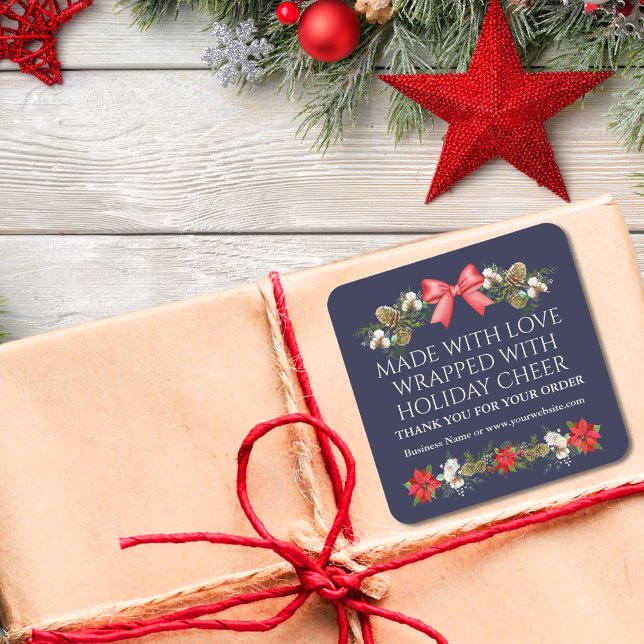 Adesivo Quadrado Elegante Festivo Floral Obrigado Pela Sua Ordem (Criador carregado)