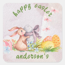 Elegante Floral Aquarela - Feliz Páscoa 