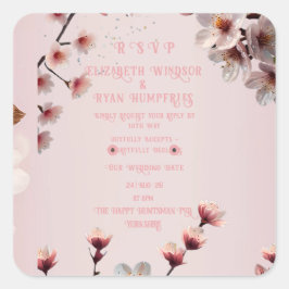 Adesivo Quadrado Elegante Floral Blossom Invitation Design S
