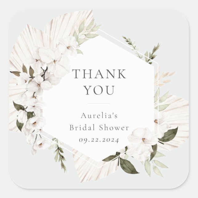 Adesivo Quadrado Elegante Floral Boêmio (Frente)