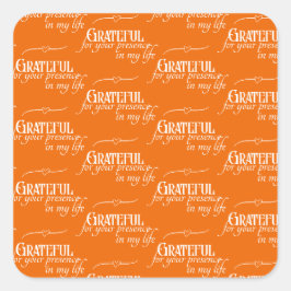 Adesivo Quadrado Elegante Grateful Ação de Graças Outono Laranja