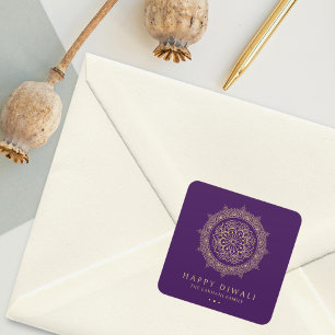 Adesivo Quadrado Elegante Happy Diwali