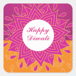 Adesivo Quadrado Elegante Happy Diwali Square Sticker