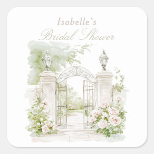 Adesivo Quadrado Elegante Jardim de Noiva Pastel Château Francês
