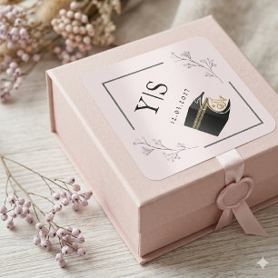 Adesivo Quadrado Elegante Kaaba Islâmica Hajj Omra Rosa Floral Quad