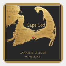 Elegante Mapa de Cape Cod Casamento