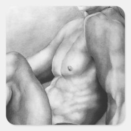 Adesivo Quadrado Elegante Masculino de Bodybuilder Nude-Male-Mascul
