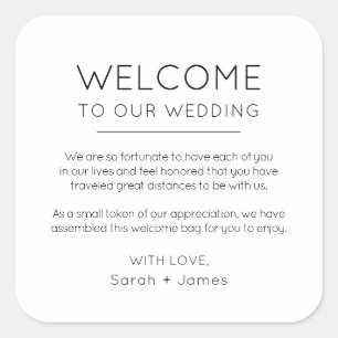 Adesivo Quadrado Elegante Minimalista Bem-Vindo À Nossa Bag De Cas