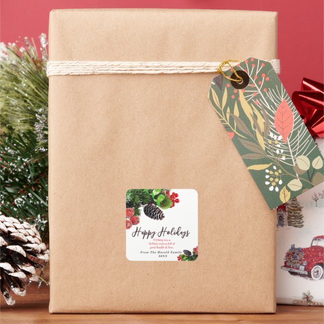 Adesivo Quadrado Elegante mínimo moderno de folhagem verde (Feriado)