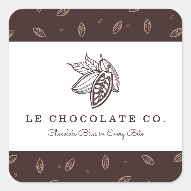 Adesivo Quadrado Elegante Moderno Baker Bean De Cacau (Frente)