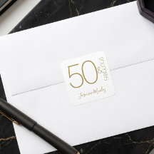 Elegante Moderno Dourado Branco 50 & Fabuloso Aniv