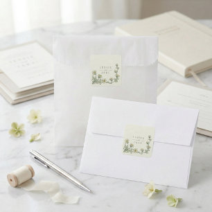 Adesivo Quadrado Elegante monograma de casamento floral vintage em 