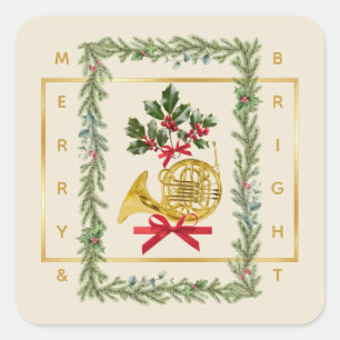 Adesivo Quadrado Elegante Natal Creme Irlandesa de Trompa Francesa