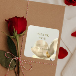 Adesivo Quadrado Elegante Oriental White Magnolia, Favor do Casamen