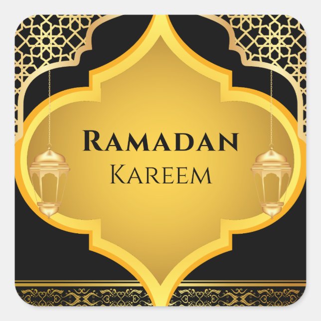 Adesivo Quadrado Elegante Ornament Islâmico Ramadan Kareem Stickers (Frente)