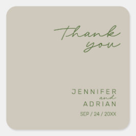 Adesivo Quadrado Elegante Pale Silver Mínimo Obrigado Casamento