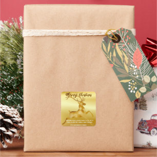 Adesivo Quadrado Elegante papais noeis Dourados de Natal Deer Moose