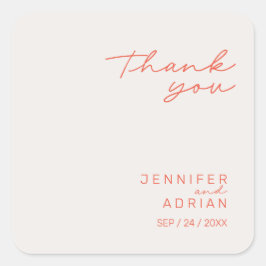 Adesivo Quadrado Elegante Pastel Minimal Obrigado Praça do Casament