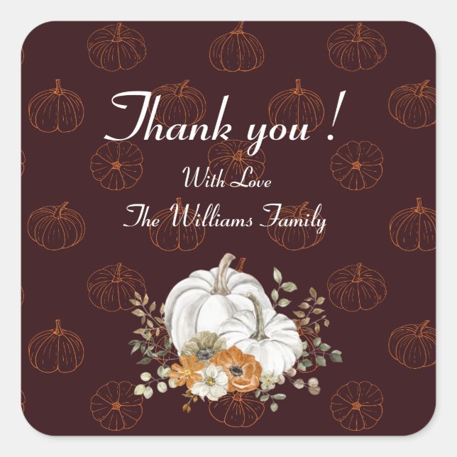 Adesivo Quadrado Elegante Personalizado Obrigado (Frente)