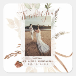 Adesivo Quadrado Elegante Rústico Boho Pampas