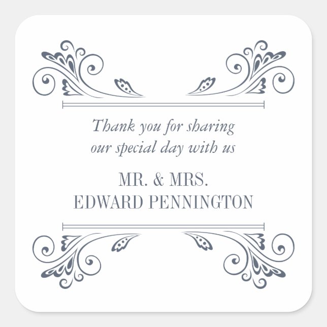 Adesivo Quadrado Elegante Sconce Wedding Sticker (Frente)