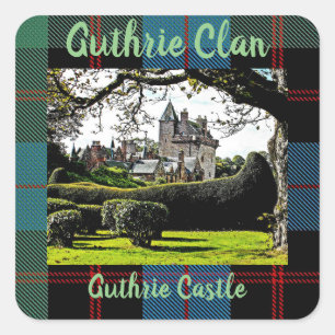 Adesivo Quadrado Elegante Scottish Guthrie Clan & Castle Sticker