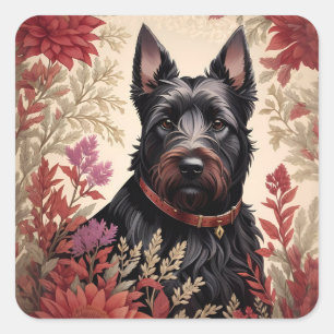 Adesivo Quadrado Elegante Scottish Terrier Dog Portrait