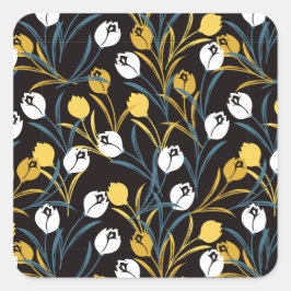 Adesivo Quadrado Elegante Tulip Floral