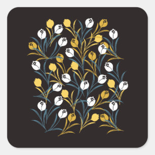 Adesivo Quadrado Elegante Tulip Floral