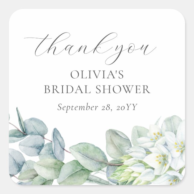 Adesivo Quadrado Elegante Vegetação Moderno Agradecimento de Cortes (Frente)