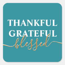 Adesivo Quadrado Elegante verde agradecida grata abençoada