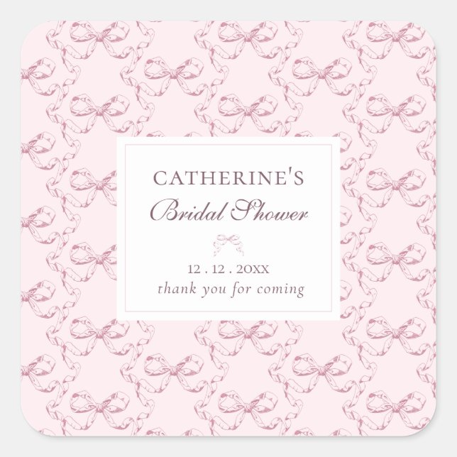 Adesivo Quadrado Elegante Vintage Girly Preppy Pink Arcos Obrigado (Frente)