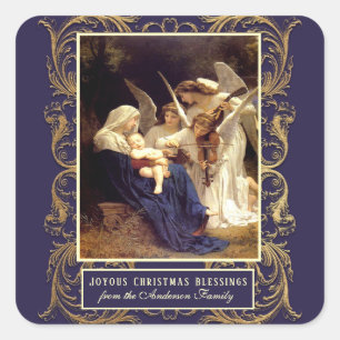 Adesivo Quadrado Elegante Virgem Maria Anjos Música Religiosa