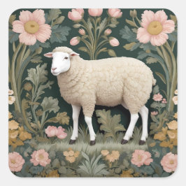 Adesivo Quadrado Elegante White Sheep William Morris Inspirado